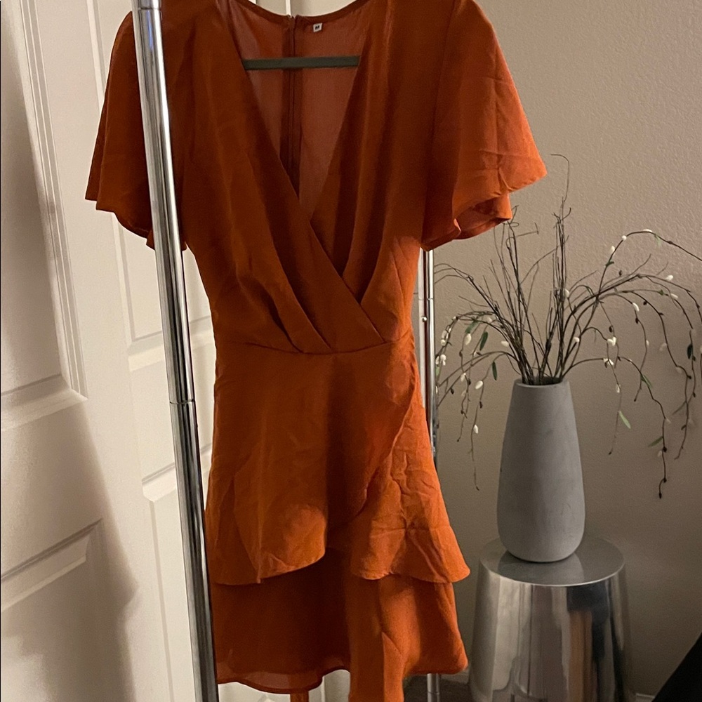 Rust Orange Ruffle Dress